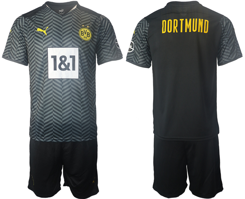 Men 2021-2022 Club Borussia Dortmund away black blank Soccer Jersey->borussia dortmund jersey->Soccer Club Jersey